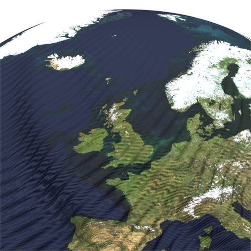Une partie de l'Europe sur le globe isométrique